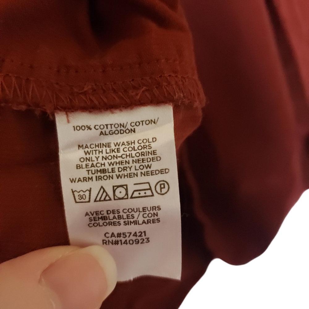 3/$15 Loft Corduroy V-Neck Red Blouse - Picture 3 of 7